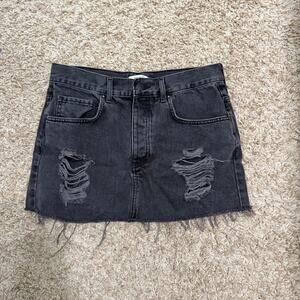 Forever 21 Black Mini Jean Skirt